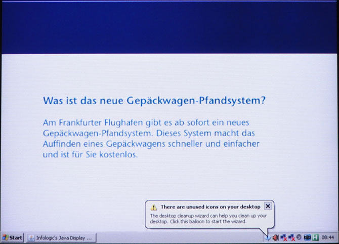 desktop cleanup wizard systray message at frankfurt airport